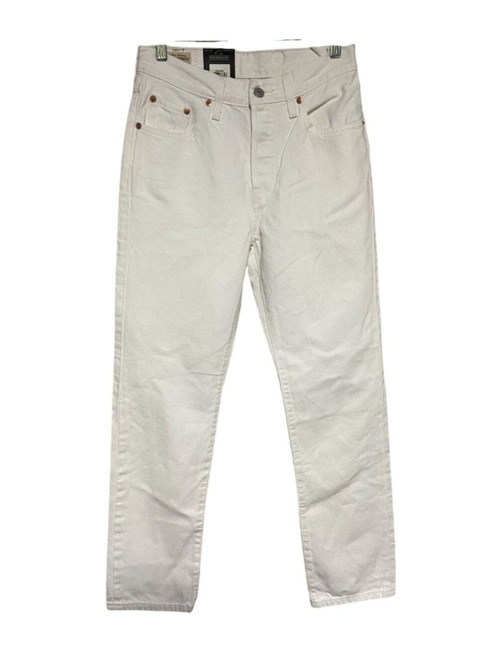 Levis 501 Premium Original White Denim Jeans Mens 25x30 Straight Leg Button Fly